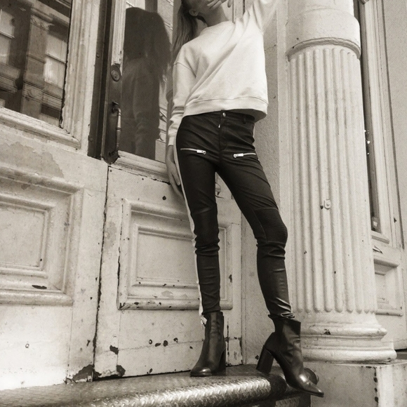 Anine bing Ryder white stripe black leather pants - Picture 2 of 6